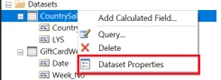 Contextual menu showing the option to access dataset properties.