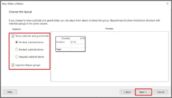 Dialogue box to pick the table style.