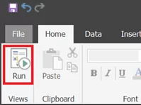 Run button on the Home tab.