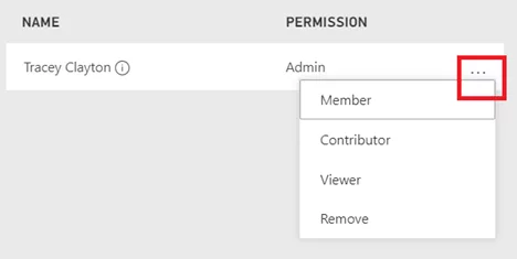 More options button to change the level of access of a certain user.