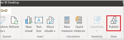 Publish button on the tool bar.