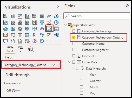 New field Category_Technology_Ontario highlighted.