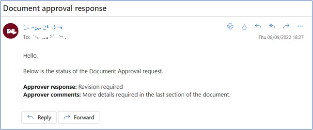 Document approval response. 
