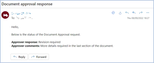 Document approval response.