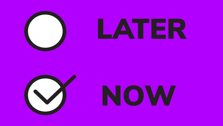 Procrastination image showing two segments of text: