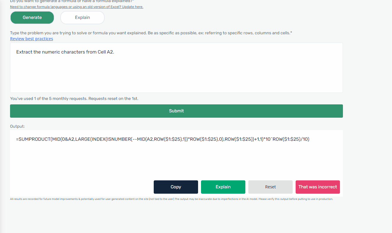 Explaining the formula