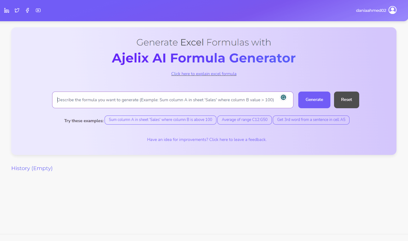 Ajelix generates a formula
