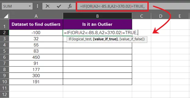 Logical test for the IF function