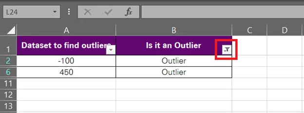 Outliers filtered only