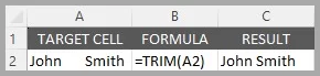 Screenshot giving an example of how the formula works