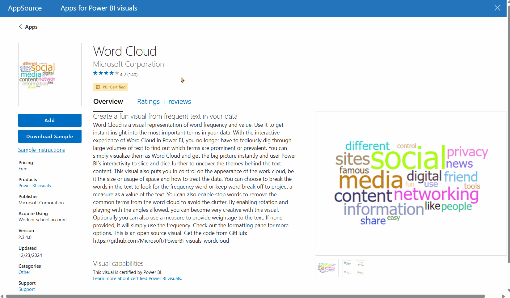 Adding the visual to Power BI
