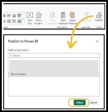 Publish to Power BI dialogue box.