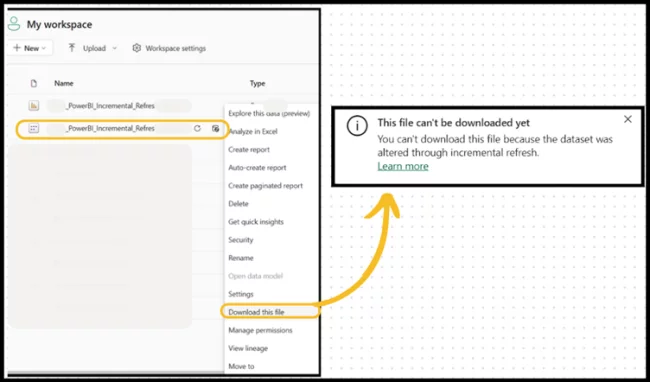 Download this file highlighted. Arrow pointing at a box that says This file can't be downloaded yet.
