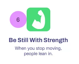 Small icon of a bicep with description of being still with strength