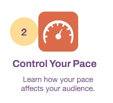 Small icon of a speedometer with description of controlling pace