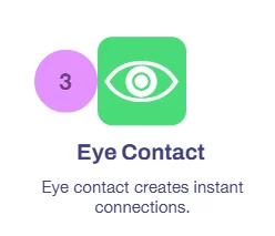 Small icon of an eye with description of eye contact