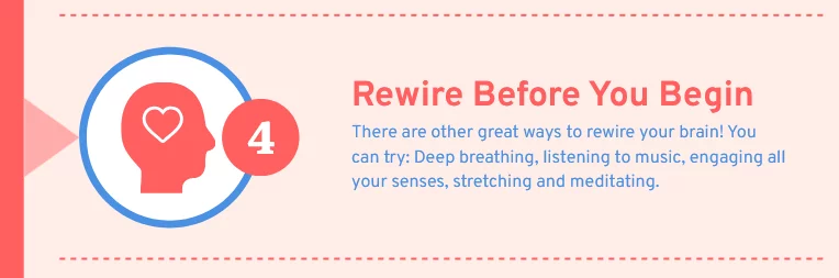 Slide giving tips on how to ground yourself and rewire your brain before a speech