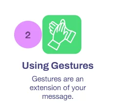 Small icon of a hand gesture with description of using gestures