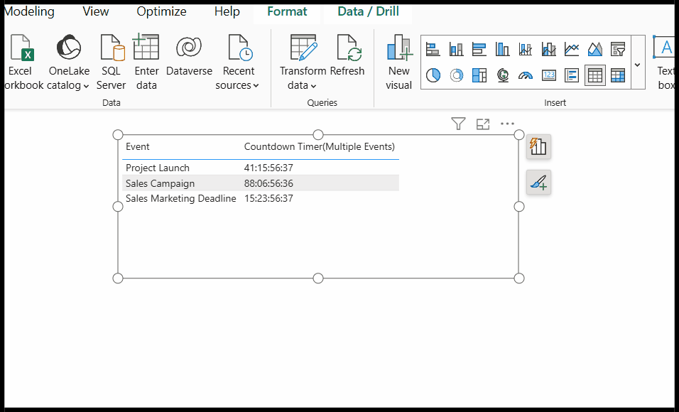 Gif showing the countdown timer working in real time