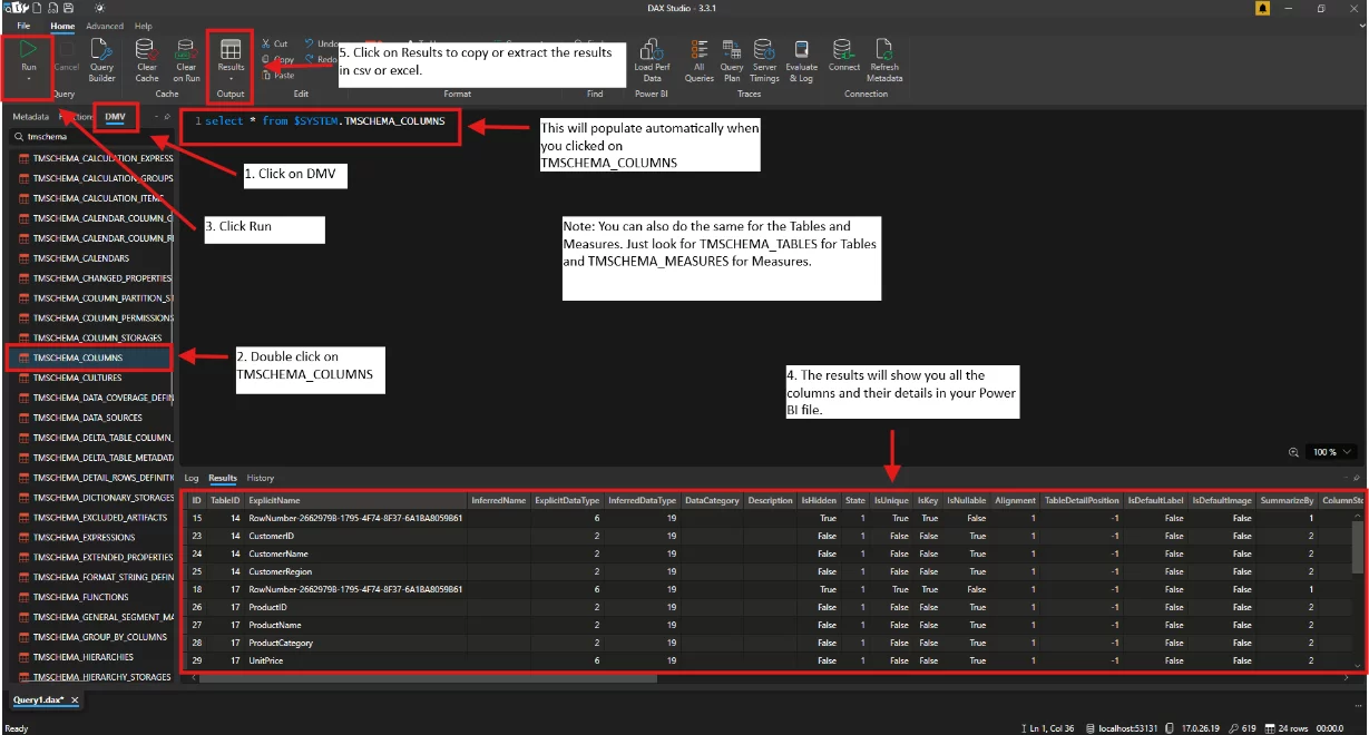 Annotated Power BI screenshot for how to export your data