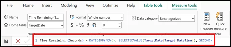 Your DAX formula in the formula tab