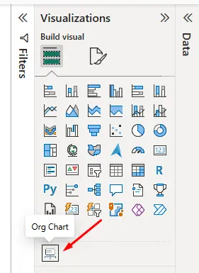 Shows the newly imported custom Org Chart visual