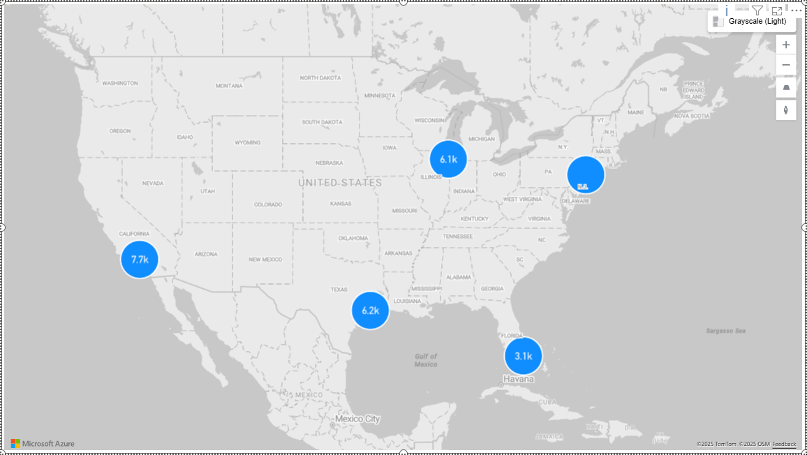 Clustering visualised on Azure Maps
