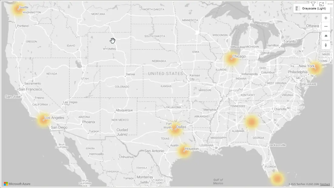 Heatmap visualised on Azure Maps