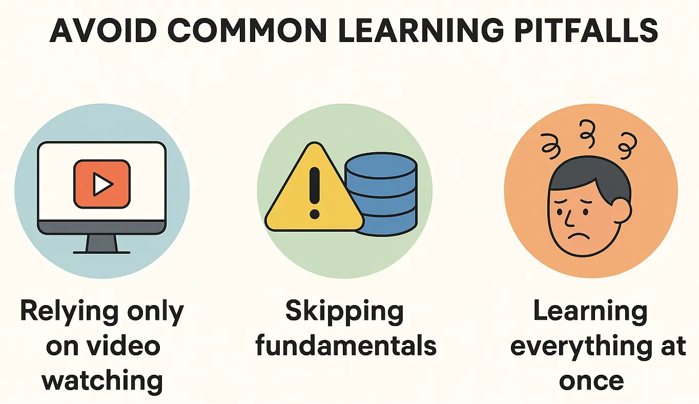 Infographic showing the common pitfalls people fall into when learning Power BI, to help people avoid them