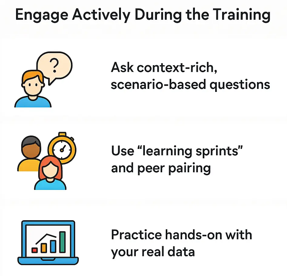 Infographic image on how to engage more actively and get the most out of your training