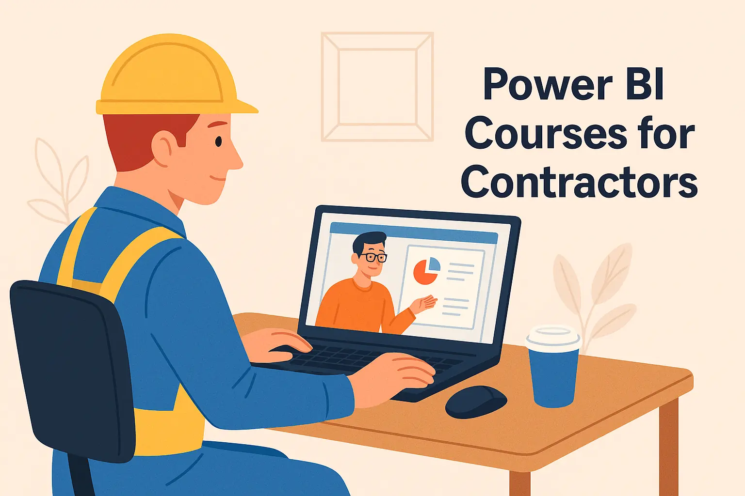 Cartoon showing a contractor on a Power BI course