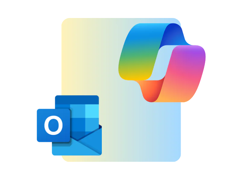 Shows the Copilot and Outlook logos