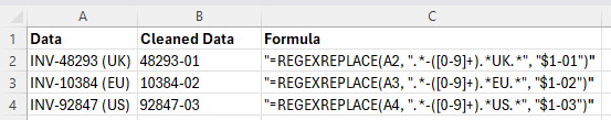 A more advanced example of regexreplace cleaning up data with country codes.