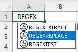 Shows the new Regex functions in Excel