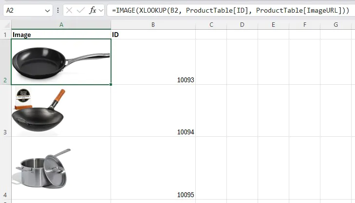 IMAGE function working in combination with XLOOKUP to pull images
