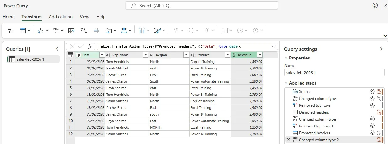 Power Query running in Excel for web