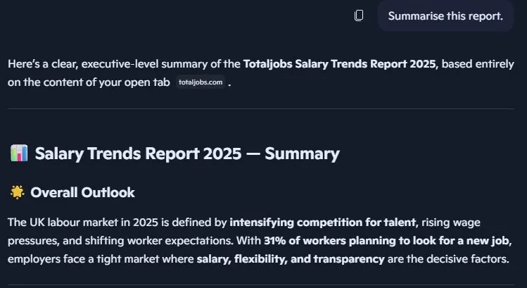 Shows the summary of the salary report