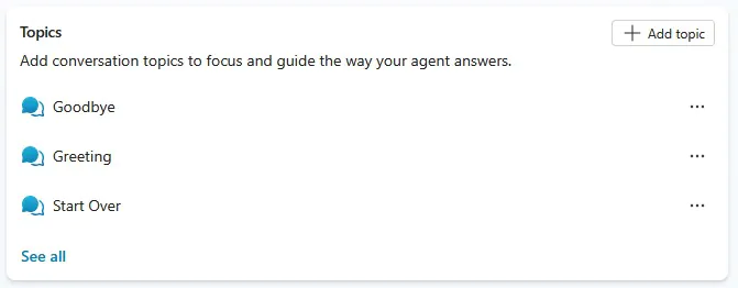Shows the topics feature in Copilot