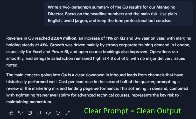 A well-structured output with from a clear prompt